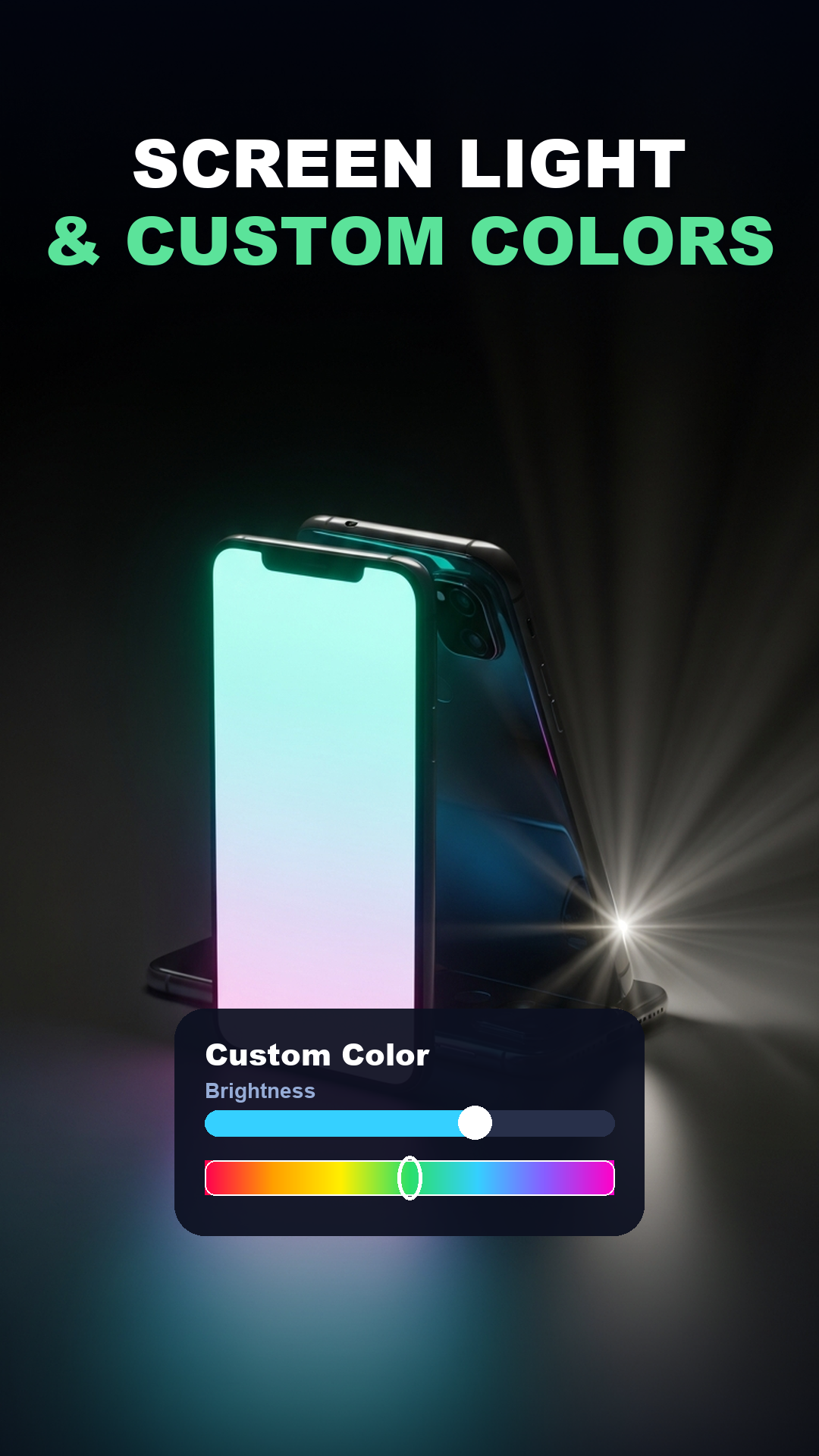 Screen light with custom color and brightness controls